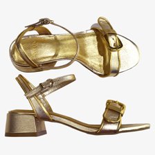 sandalia ouro salto baixo 2402 a