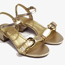 sandalia ouro salto baixo 2402 c